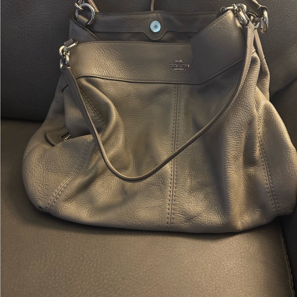 Coach Taupe Leather Shoulder Bag